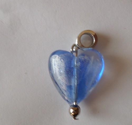 Pendentif coeur murano bleu - murano,