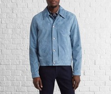 Nouveau Veste En Cuir Suédé Bleu Ciel Pour Homme Avec Design De Col
