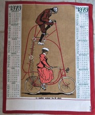 Ancien  torchon 100 % coton Calendrier 1979 Tandem vertical