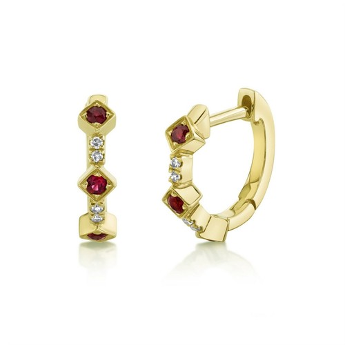 Rubis diamant huggies boucles - diamant,