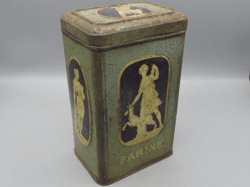 Boîte métal farine motif - métal,