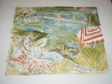 LITHOGRAPHIE ORIGINALE SIGNEE ANDRE PLANSON 1/75 BORDS DE MARNE AVIRON Ca 1950