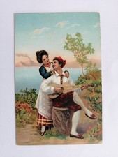 Cartolina Postale STENGEL & Co. DRESDEN Illustration GUITARE ROMANTIQUE Chitarra