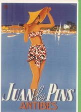 FALCUCCI carte postale JUAN LES PINS Antibes .superbe DESSIN :Pin'Up sexy