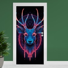 Affiche De Porte "Neon Cerf"