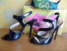 VERSACE pour H&M Sandales stiletto sexy CUIR vernis noir T 38 dans emballage