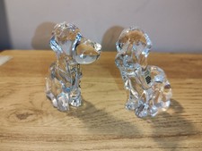 2 Jolis Chien , Daum France verre transparent lévrier sculpture presse papier 