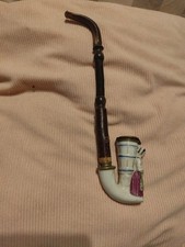 Grande Pipe Porcelaine Allemande Dite "La Hotteuse"Femme Paysanne Rare 