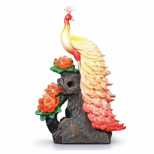 Figurine paon avec fleurs - figurine,