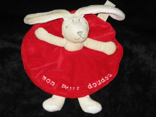 Doudou lapin beige blanc - lapin,