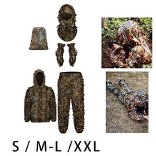 Ghillie Suit Masque Complet Gants Set Outfit Hood Woodland Pantalon Léger Veste