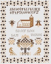 Point de Croix Mariage Échantillonneur Kit Ou Motif - Florashell - Traditionnel