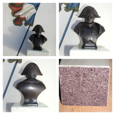 NAPOLEON 1er- ANCIEN BUSTE EN BRONZE  DE L'EMPEREUR SUR MARBRE BLANC