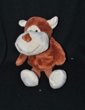 Peluche doudou bouillotte singe L.Dake en Zn brun noyaux de cerise 30 cm TTBE