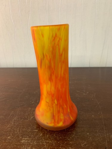 Vase tube verre nuagé orangé
