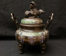 Brûle-parfum encens bronze émaux cloisonnés JAPON ère MEIJI 1900 extrême-orient