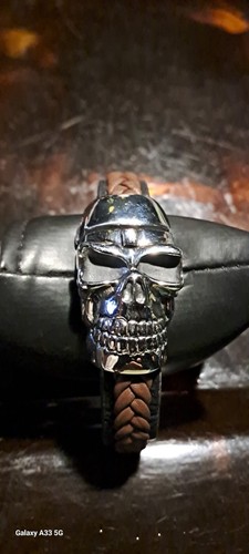 Bracelet tête mort cuir - tête,