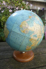 Ancien GROS GLOBE TERRESTRE MAPPEMONDE  " GIRARD et BARRERE " Années 1950 43cm