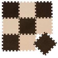 LittleTom Tapis de Jeu Doux pour Bébé  Dalles Puzzle en Mousse Enfants Beige Bru