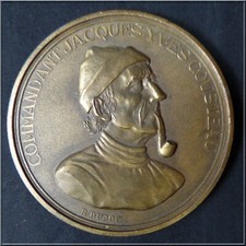 MEDAILLE  BRONZE J.Y. COUSTEAU 90MM SIGNE DUBOC