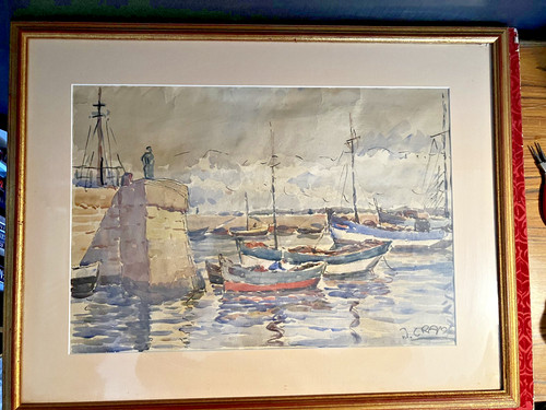 Port bretagne aquarelle - port, en