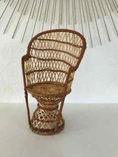 8 ⚜ Fauteuil En Rotin Osier - Porte Plante - Chaise pour poupée Style Emmanuelle