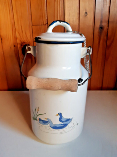 Pot lait ancien emaillé - pot,
