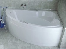 Baignoire Bain d'angle 160x100 Droite + tablier en acrylique Siphon + pieds ADA