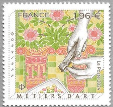 france 2024 job work  MOSAIC Art Crafts pieces stone glass enamel 1v mnh