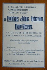 8/1927 PUB LETORD MEUDON AVION