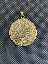 Ancien Pendentif Médaille Plaqué Or Breloque Art Déco Disque De Phaistos