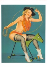 Carte Pin' Up et cheval a