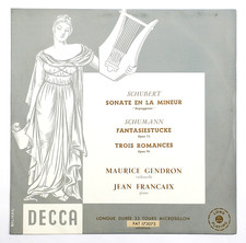 MAURICE GENDRON FRANCAIX Schubert arpeggione Schumann cello Decca FAT 173073 LP