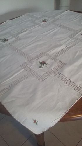 Ancienne nappe blanc - nappe, ajouree