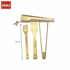 X Ensemble 3 Accessoires De Cuisine En Bois Cuillère Fourchette Pince HMJ