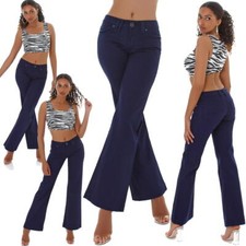 Femmes Jeans Pantalon à Pattes D'Éléphants Indigo Skinny Normal Taille 70er
