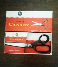 Vintage Pinking Shears RED CANARY Cisailles à Cranter Ciseaux Couture TBE