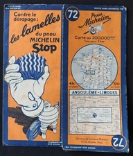 Carte MICHELIN 72 ANGOULEME LIMOGES 1936 Guide Bibendum pneu tyre map