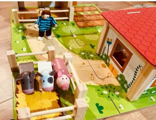 Ferme jouets bois animaux - bois,