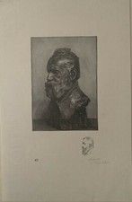 GRAVURE AUGUSTE HILAIRE LEVEILLE BUSTE VICTOR HUGO PROFIL D APRES RODIN  W340