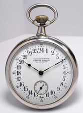 MONTRE ANCIENNE GOUSSET ERNEST MAGNIN CADRAN 24H EN ARGENT VINTAGE POCKET WATCH