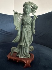 Sculpture Femme Geisha Jade Asiatique - Pierre Dure