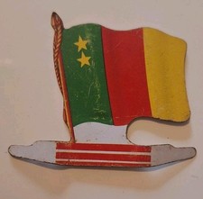 REPUBLIQUE CAMEROUN DRAPEAU TOLE LITHO VINTAGE AMERICORAMA L'ALSACIENNE 1960