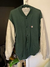 veste jogging champion vintage années 80 90 homme vert gris teddy taille L