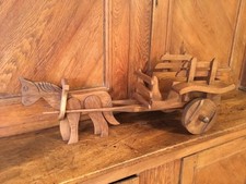 Attelage Charrette et Cheval en chêne