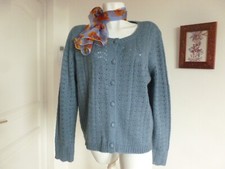 GILET NEUF MARQUE CAMAIEU MAILLE FANTAISIE AJOUREE BLEU PETROLE  TAILLE  46 / 48