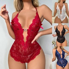 Femmes Sexy Dentelle Lingerie Entrejambe Nuisette Body Vêtements De Nuit /