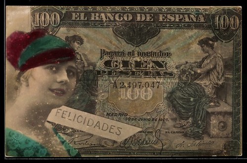 Carte postale billet espagnol