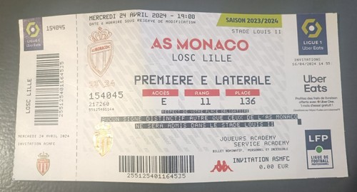 Ticket monaco vs lille - ticket,