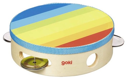 Tambourin bois coloré - tambourin, à